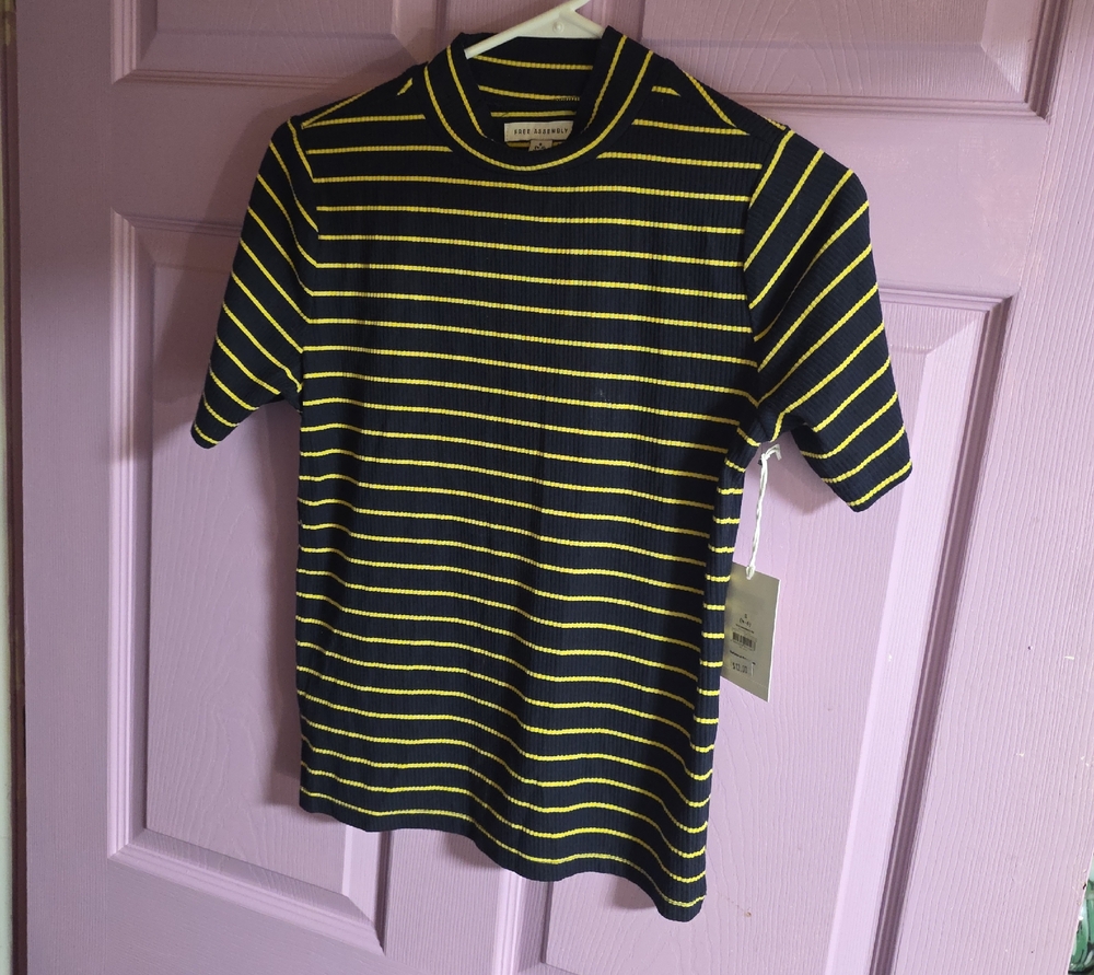 Striped Navy Blue and Yellow shirt New